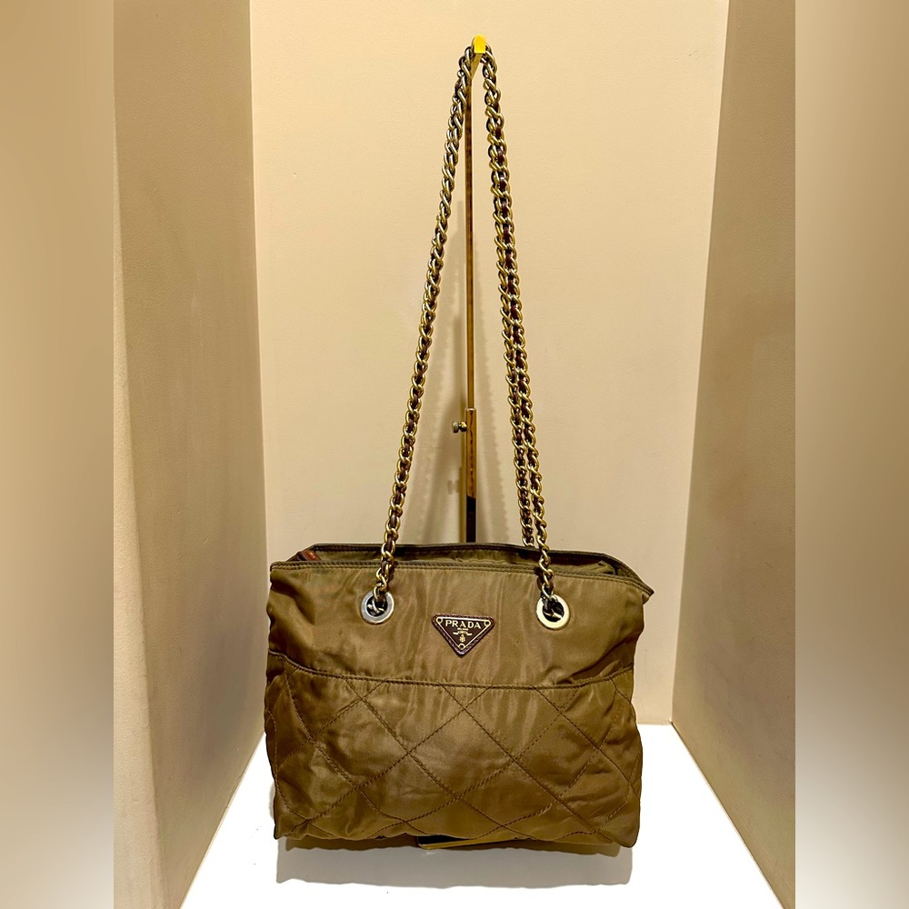 Prada Brown Tessuto Shoulderbag w/ chain Straps